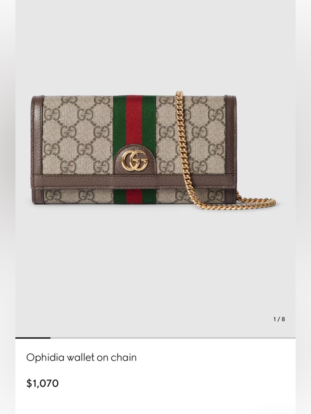 Gucci Beige GG Canvas Wallet with Green and Red Web and Gold Hardware - Picture 6 of 8